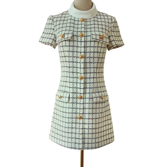 Self Portrait Check Boucle Mini Dress US 4 - Picture 5 of 11